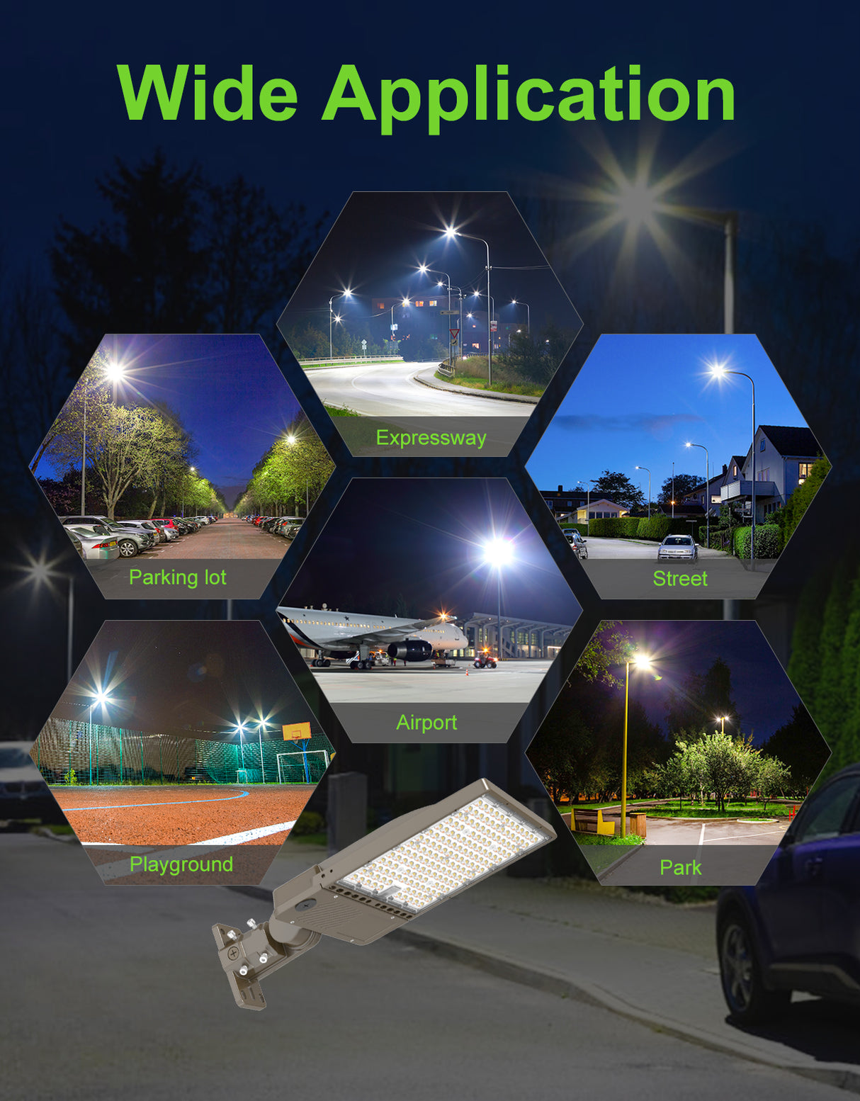 NGTLIGHT LED Parking Lot Light - NPL Series,360W,54000lumens,Selectable Wattage & CCT,100-277V, Built in Photocell,Universal Mount