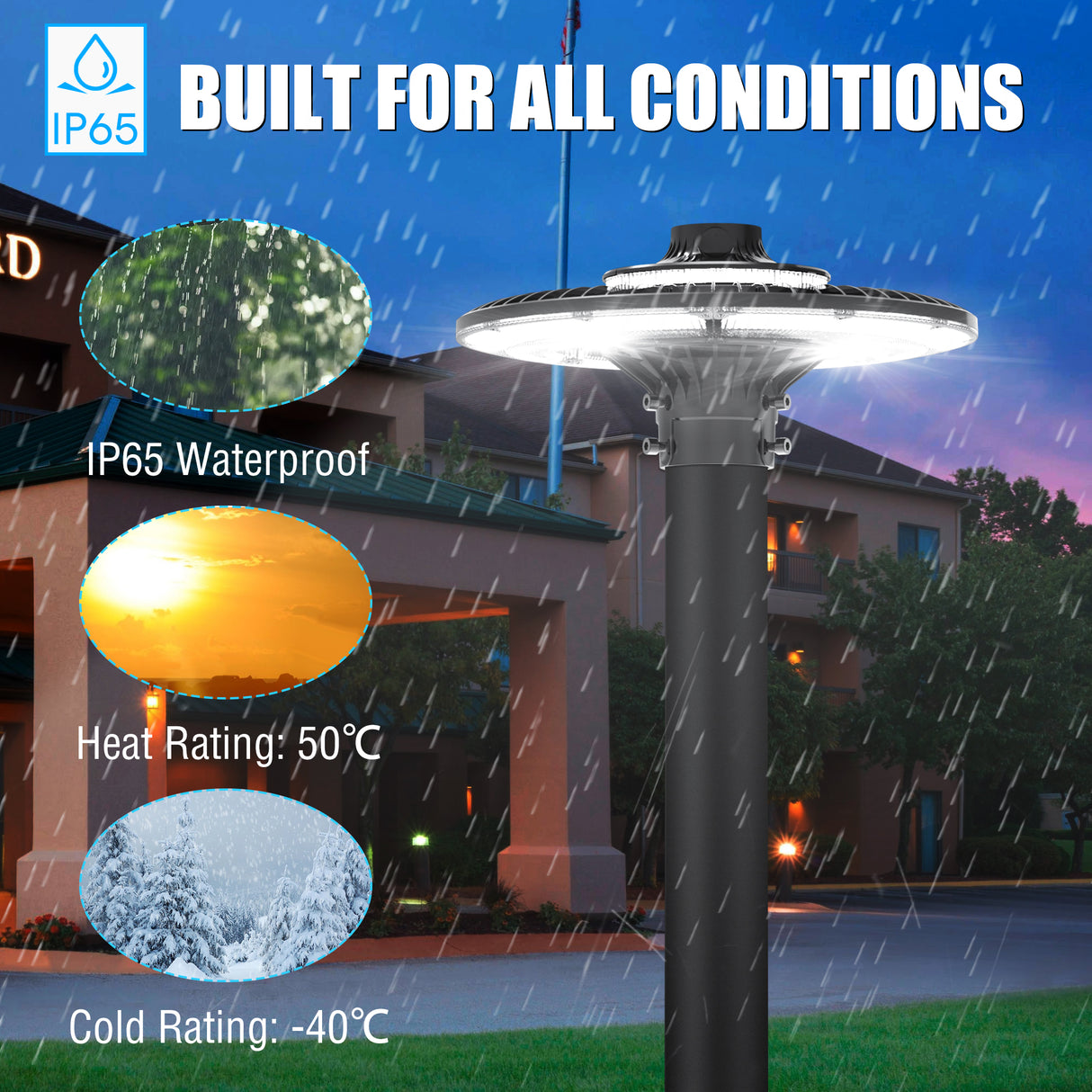 NGTLIGHT LED Circular Area Light - AL Series,60W,8400lumens,5000K,100-277V,with Photocell