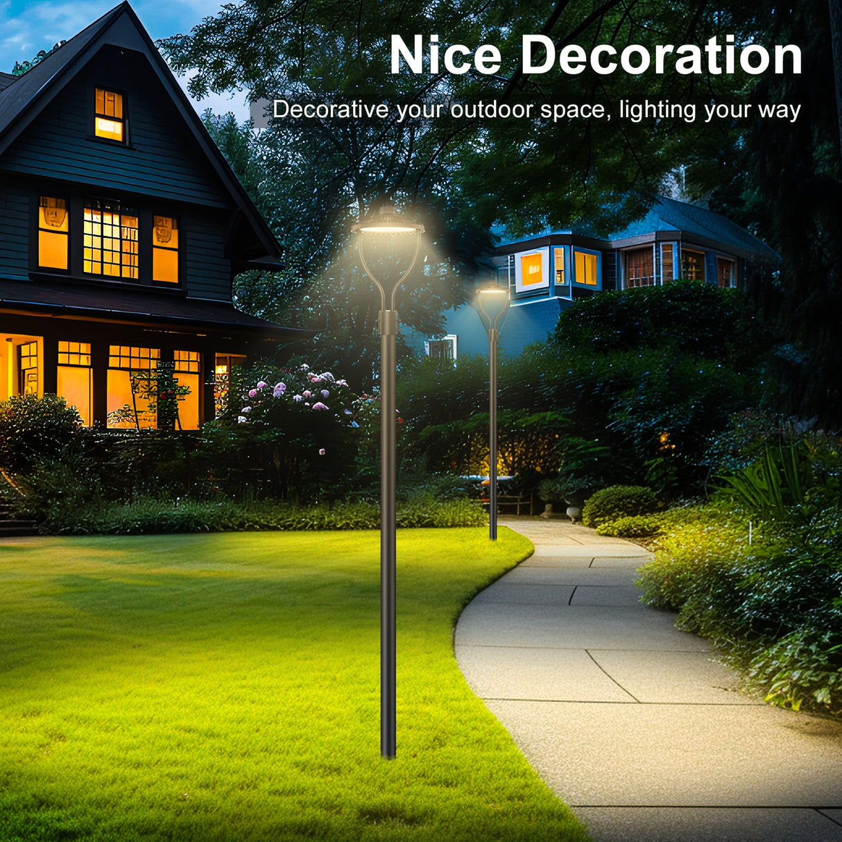 NGTLIGHT LED Post Circle Light - PCA Series, 60W-150W, Selectable Wattage & CCT, 100-277V, Dusk to Dawn