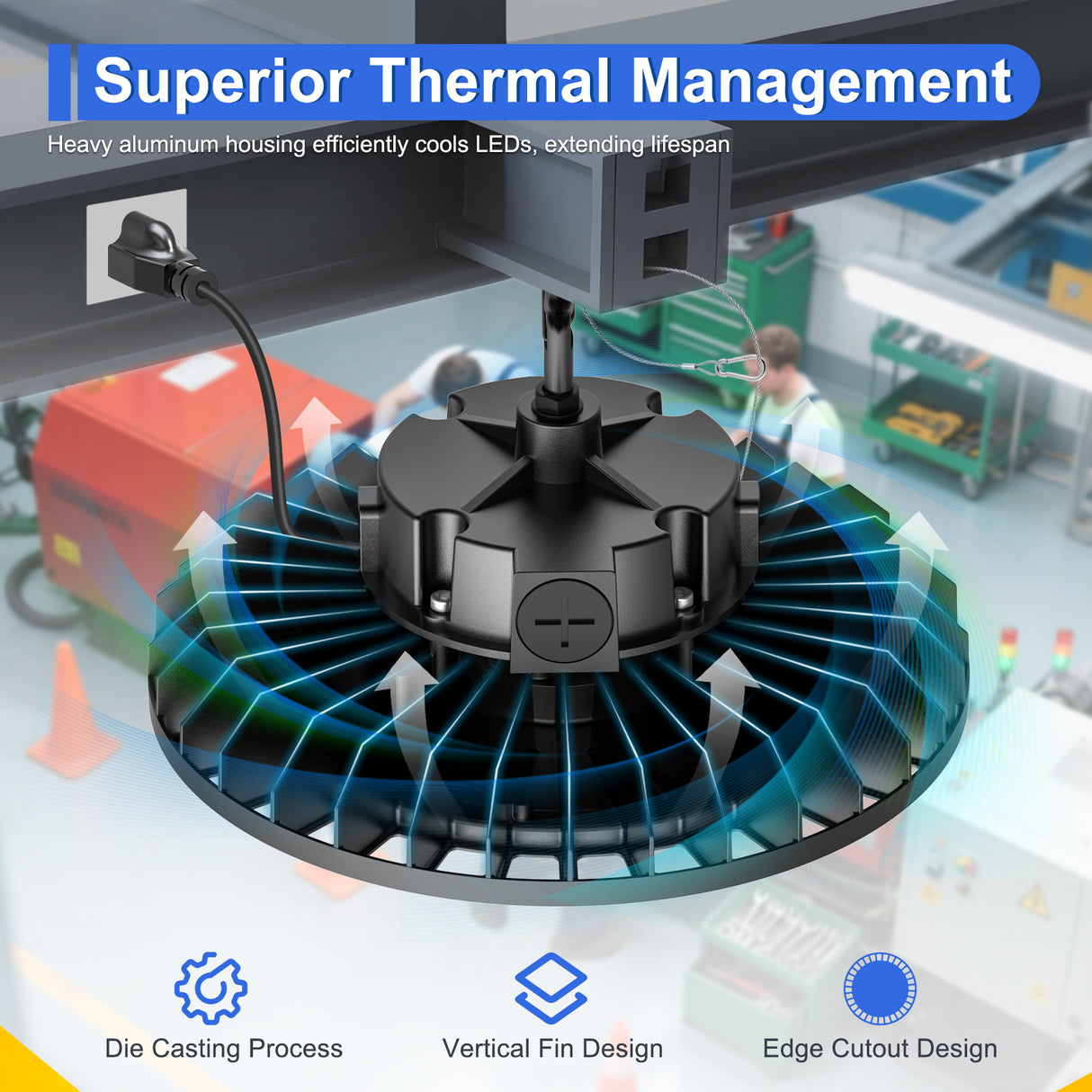 LED High Bay Light - UFO05 Series,150W,22500lumens,Selectable Wattage&CCT,100-277V,With MICROWAVE EXPANSION PORT 120°,US PLUG