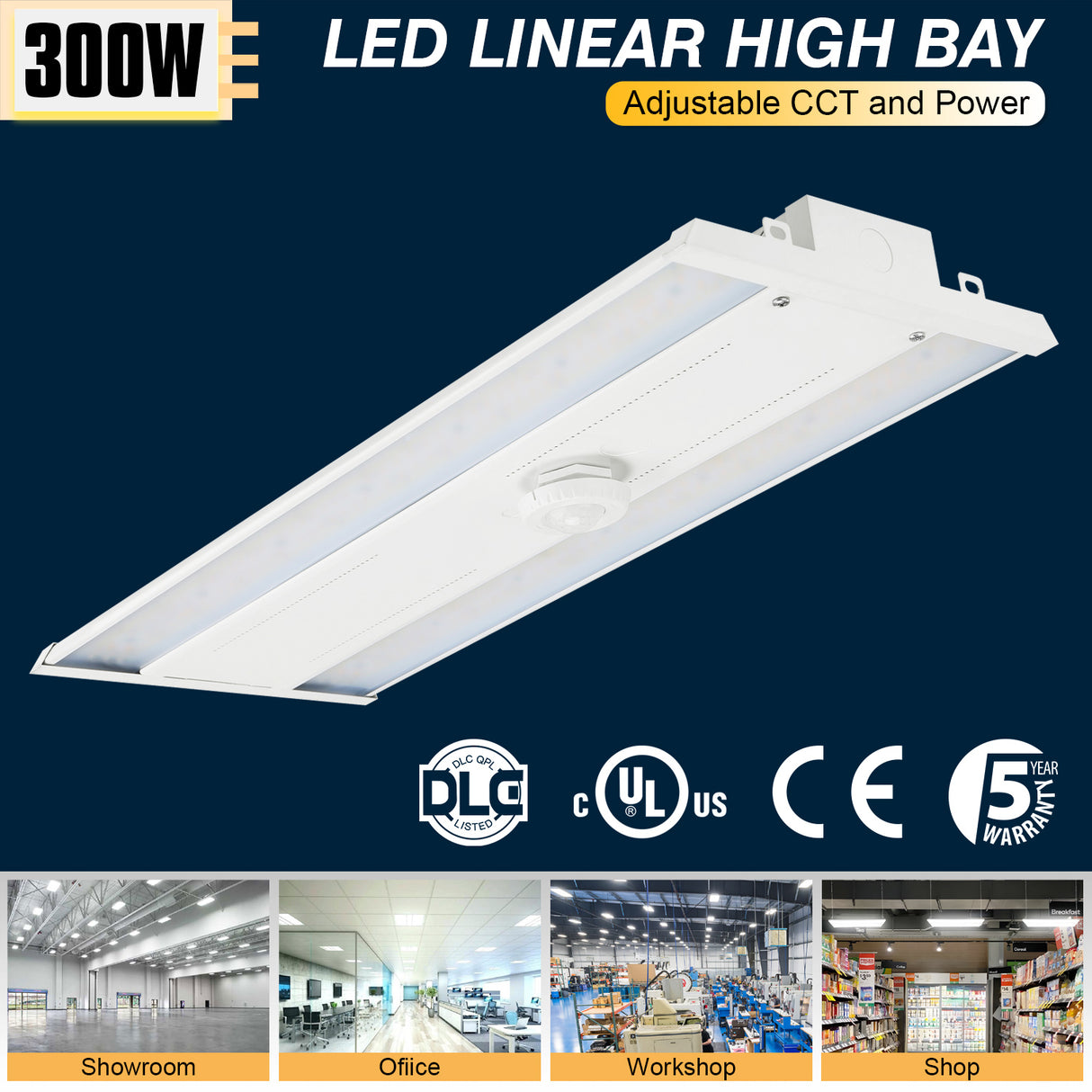 NGTLIGHT LED Linear High Bay Light - LHB06 Series, 300W, Selectable Wattage&CCT, 120-277V, 2 Pack