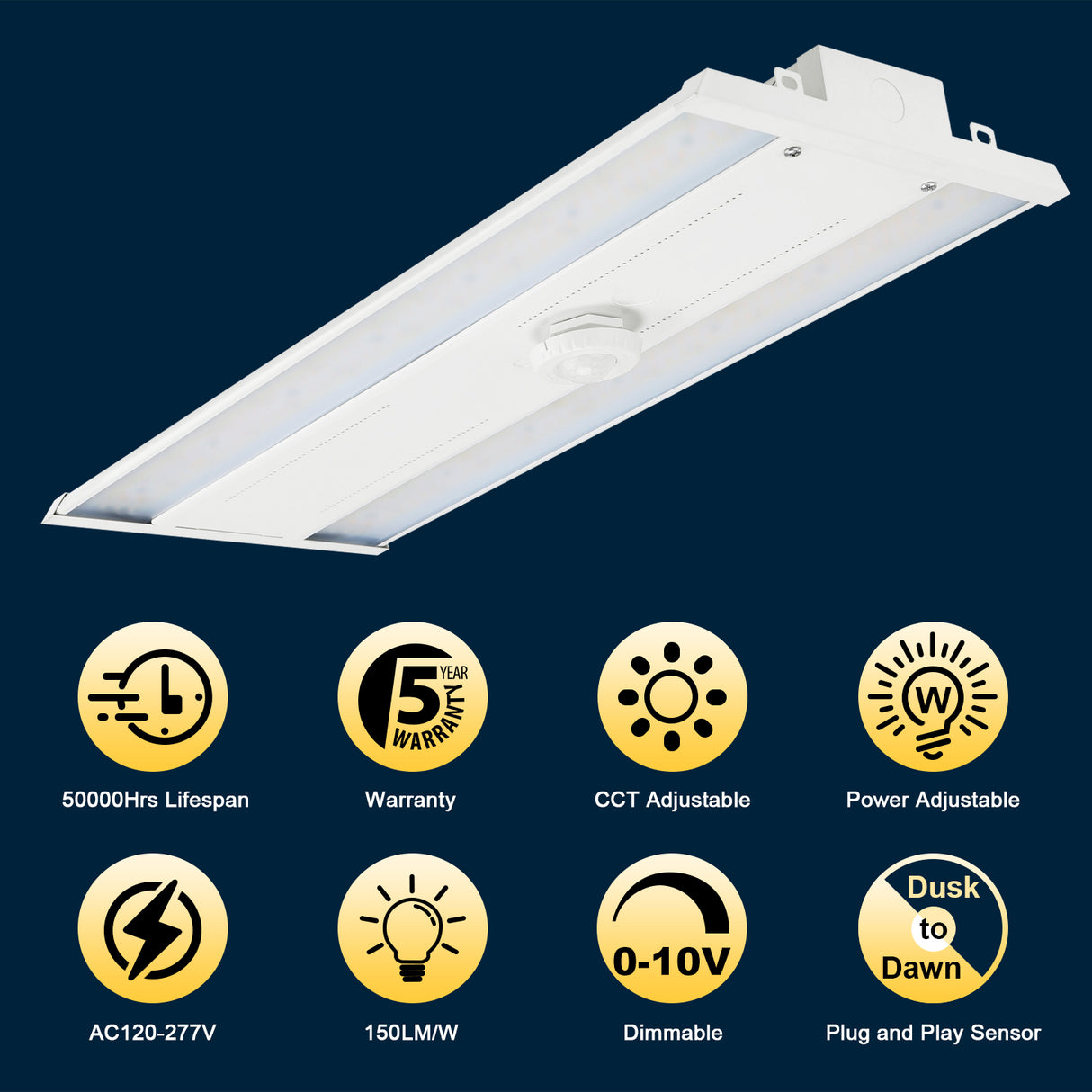 NGTLIGHT LED Linear High Bay Light - LHB06 Series, 300W, Selectable Wattage&CCT, 120-277V, 2 Pack