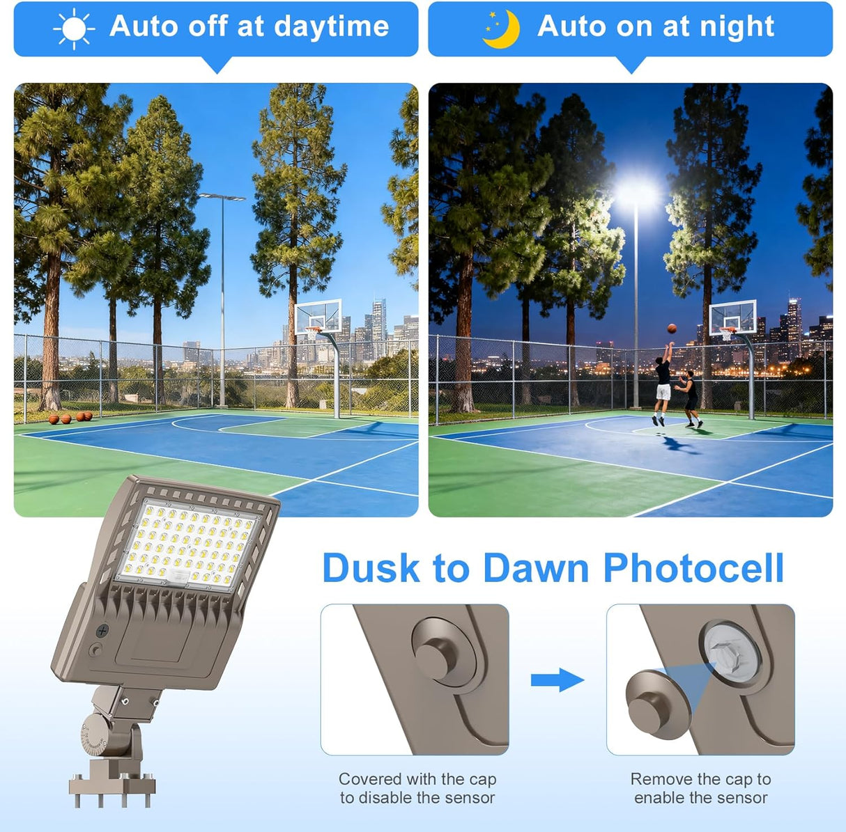 NGTLIGHT LED Parking Lot Light - SB Series 240W,33600lumens,Selectable Wattage,5000K,100-277V,Built in Photocell