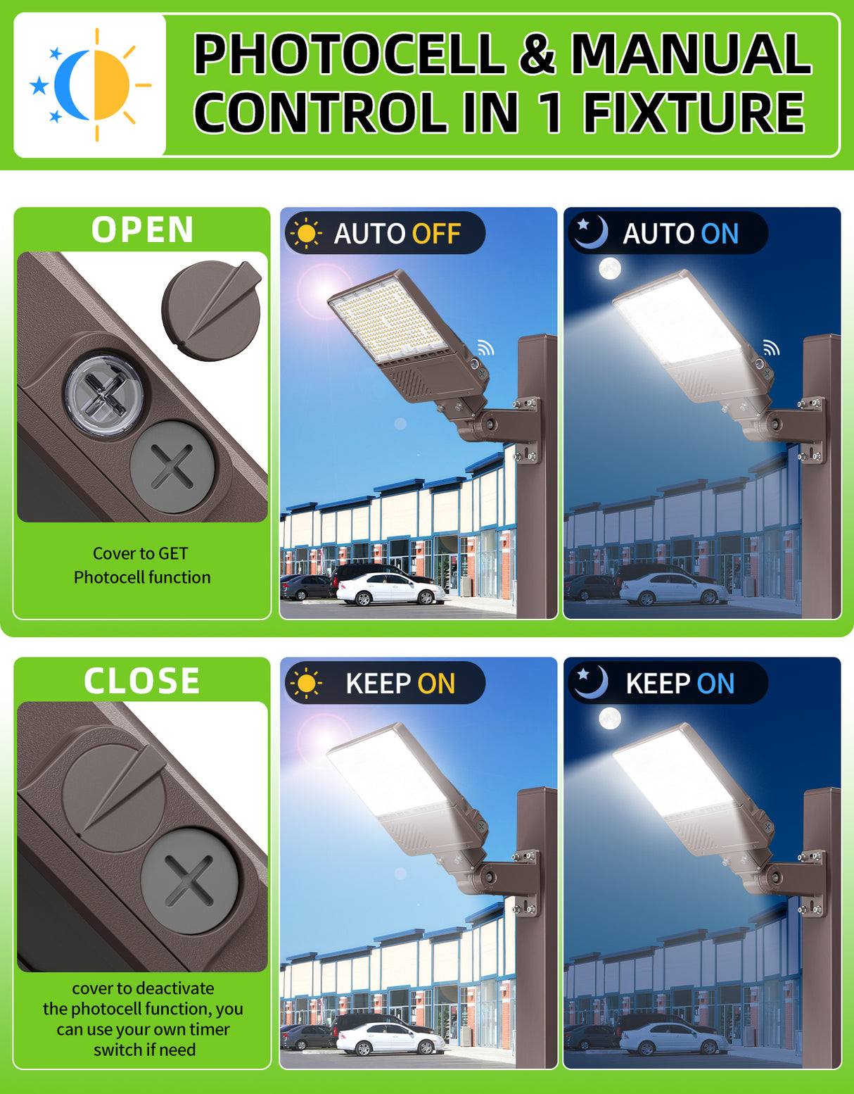 NGTLIGHT LED Parking Lot Light - PL Series ,150W,22500lumens,Selectable Wattage,5000K,277-480V,Built in Photocell