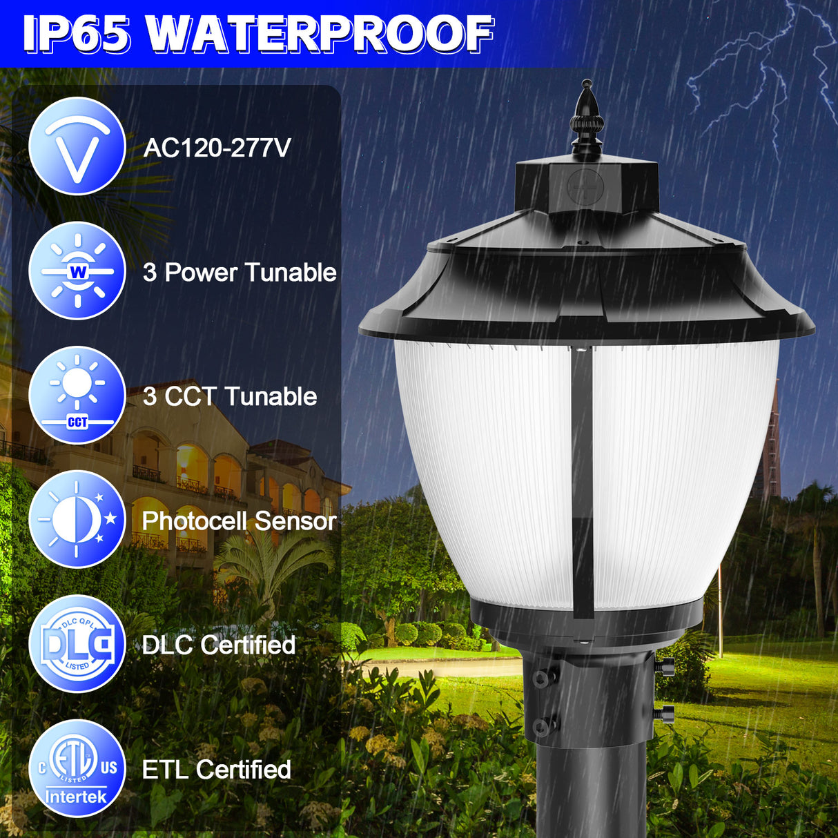NGTLIGHT LED Ultra Pole Area Light - UPAL Series,100W,Selectable Wattage & CCT,100V-277V
