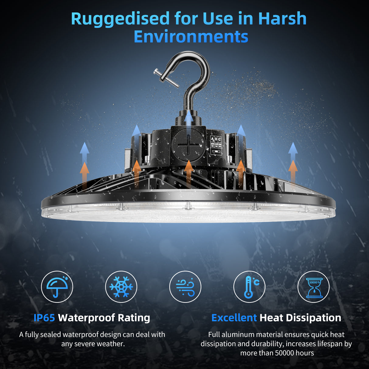 LED High Bay Light - PRO Series,300W,42000lumens,Selectable Wattage,5000K,100-277V,0-10V DIMMABLE