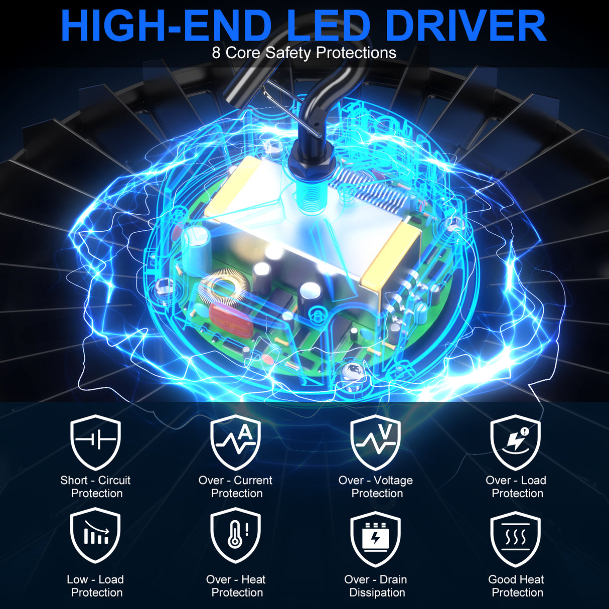 LED High Bay Light - UFO05 Series,300W,45000lumens,Selectable Wattage,5000K,100-277V,DIMMABLE