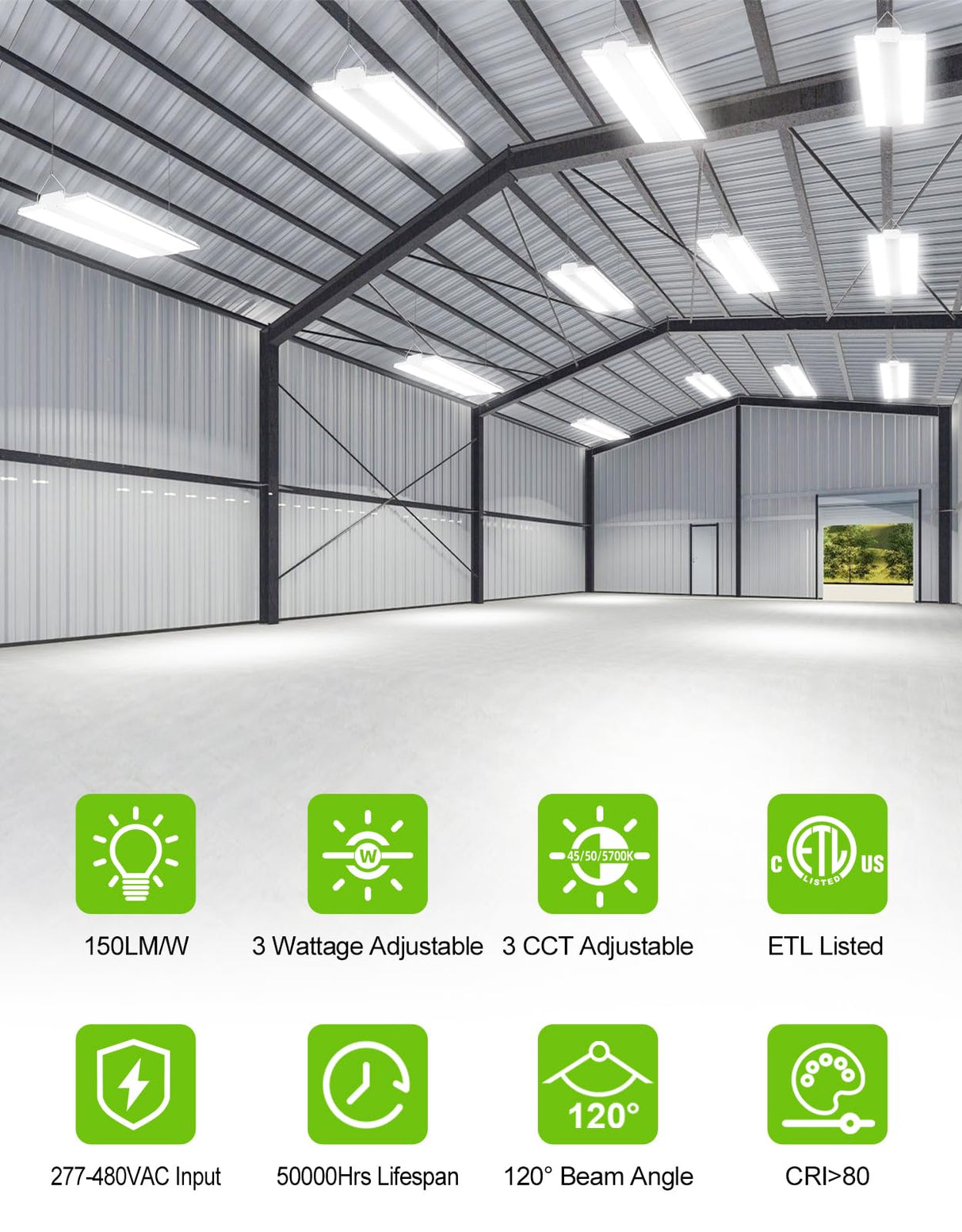 LED Linear High Bay Light - LHB Series,300W,45000lumens,Selectable Wattage & CCT,277-480V