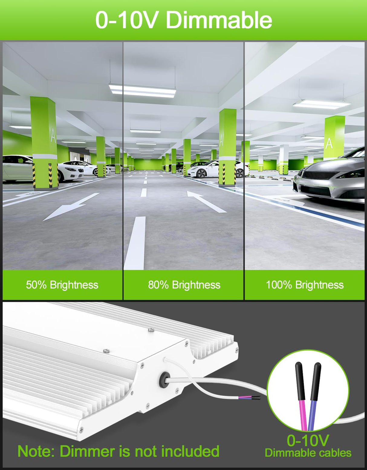 NGTLIGHT LED Linear High Bay Light - LHB Series,400W,60000lumens,5000K,277-480V,0-10V DIMMABLE