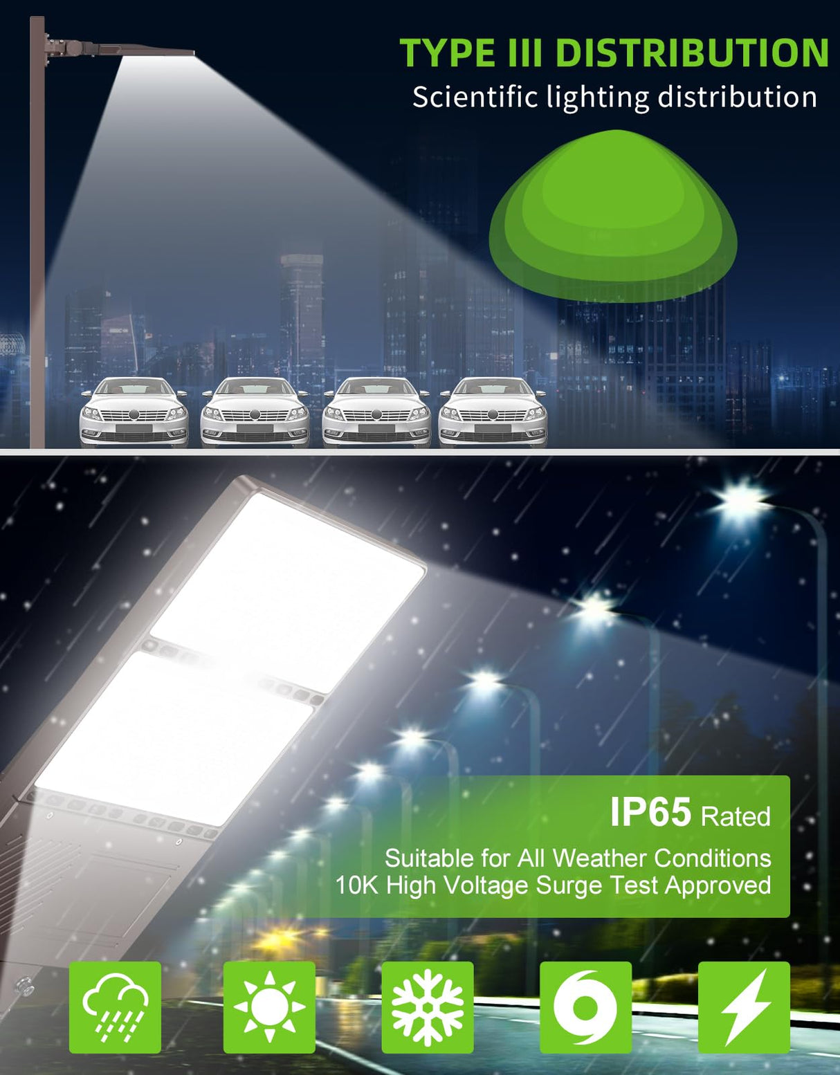 NGTLIGHT LED Parking Lot Light - PL Series,350W,49000lumens,Selectable Wattage & CCT,100-277V, Built in Photocell
