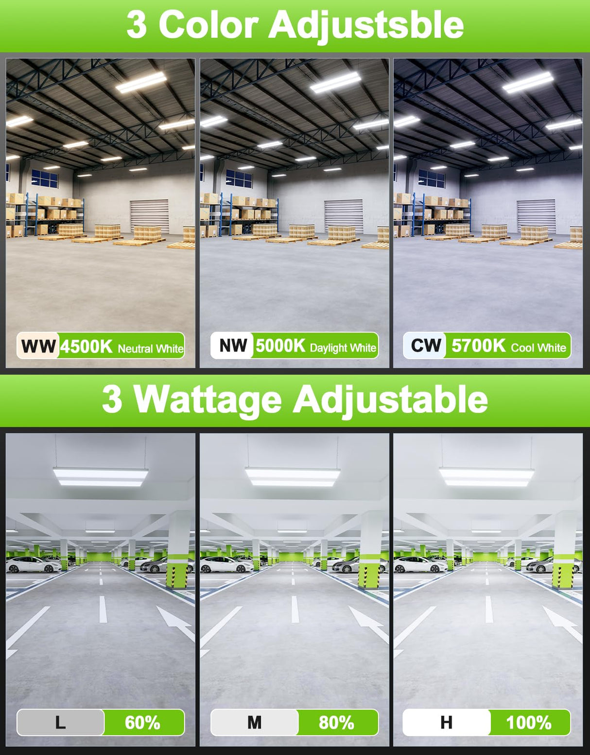 NGTLIGHT LED Linear High Bay Light - LHB Series,400W,60000lumens,Selectable Wattage & CCT,100-277V,WITH MICROWAVE EXPANSION PORT