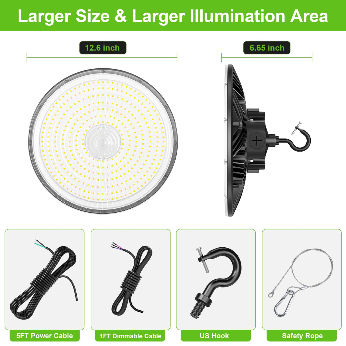 NGTLIGHT LED High Bay Light - PRO Series,150W, 21750lumens, Selectable Wattage,5000K,277-480V,DIMMABLE