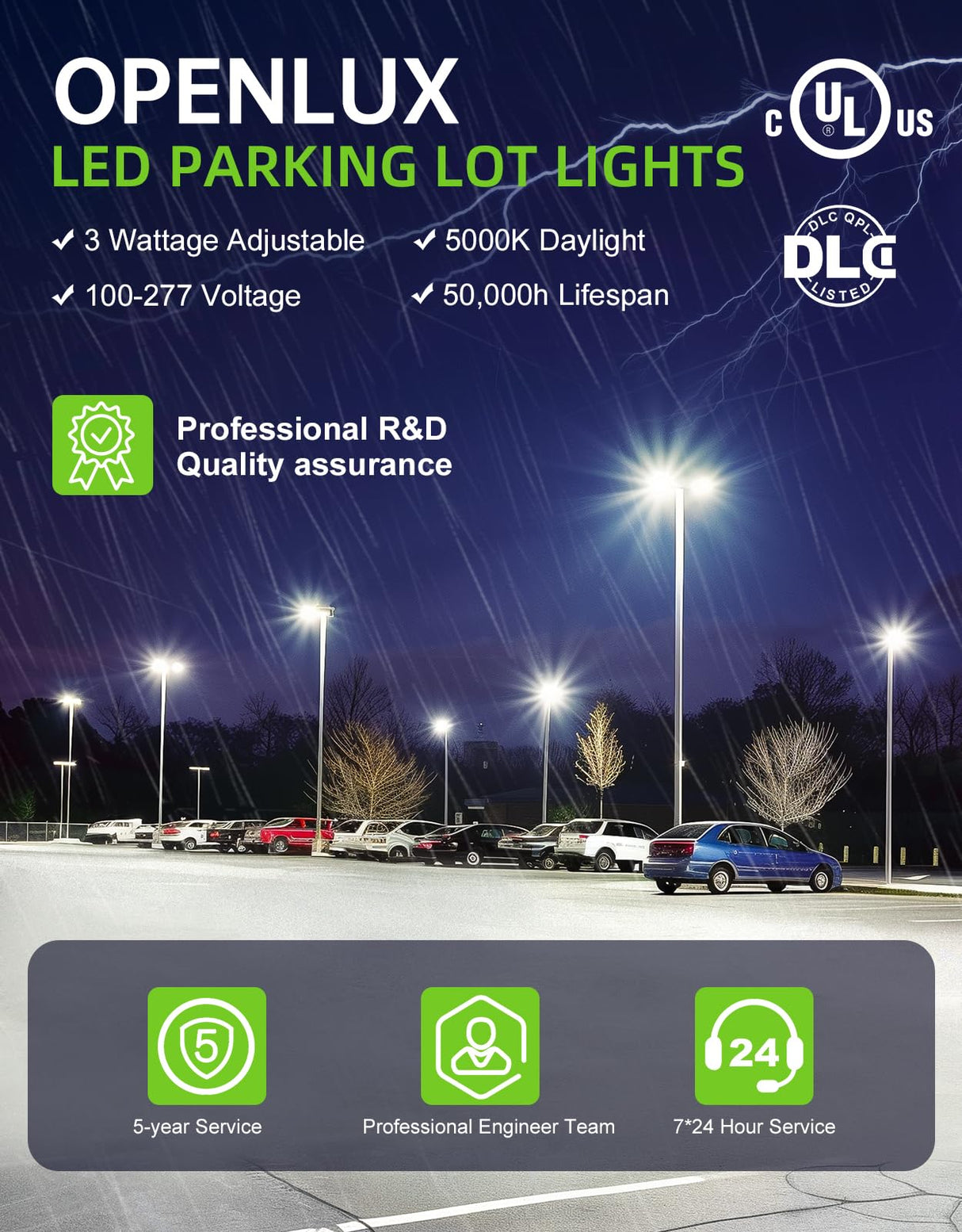 NGTLIGHT LED Parking Lot Light - PL Series,320W,Selectable Wattage,5000K,100-277V,Dusk to Dawn