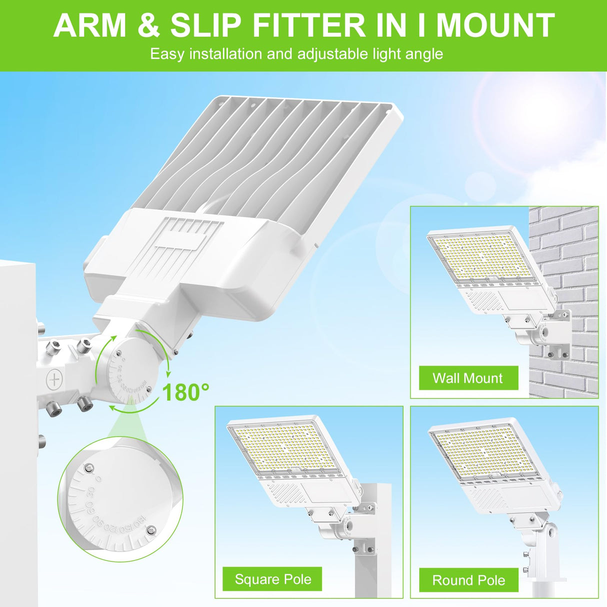 LED Parking Lot Light - PL Series With A&N BRACKET BROWN,200W,30000lumens,5000K,100-277V,Built in Photocell