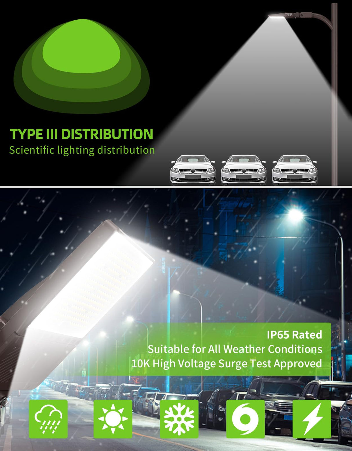 LED Parking Lot Light - PL Series With Slip Fit Mount,150W,22500lumens,Selectable Wattage,5000K,277-480V,Built in Photocell