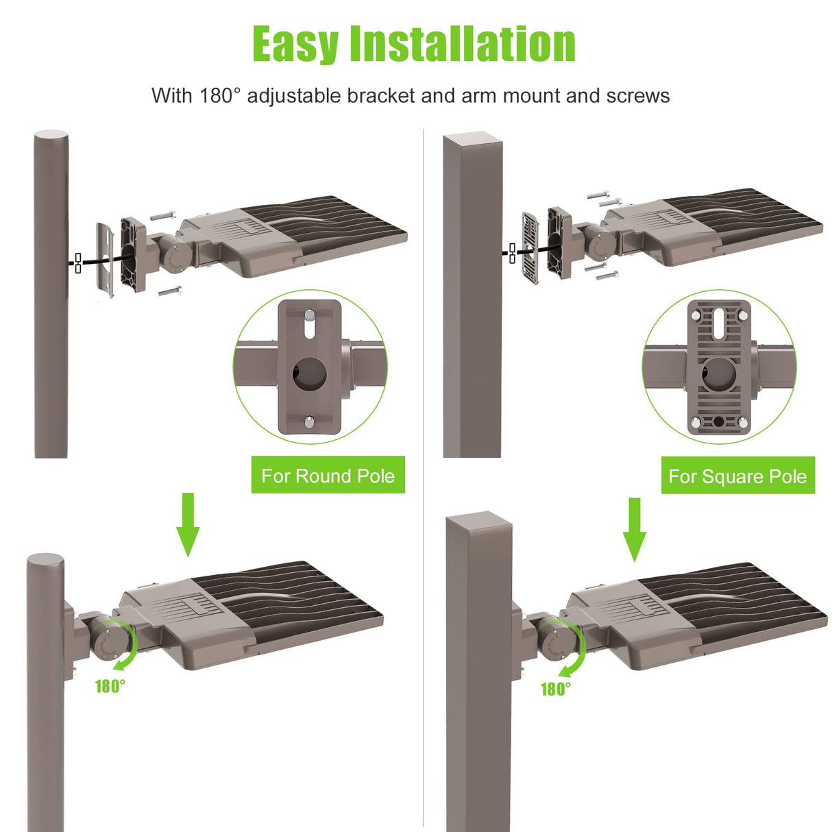 LED Parking Lot Light - PL Series With Arm Mount ,240W,36000lumens,5000K,100-277V,Dusk to Dawn