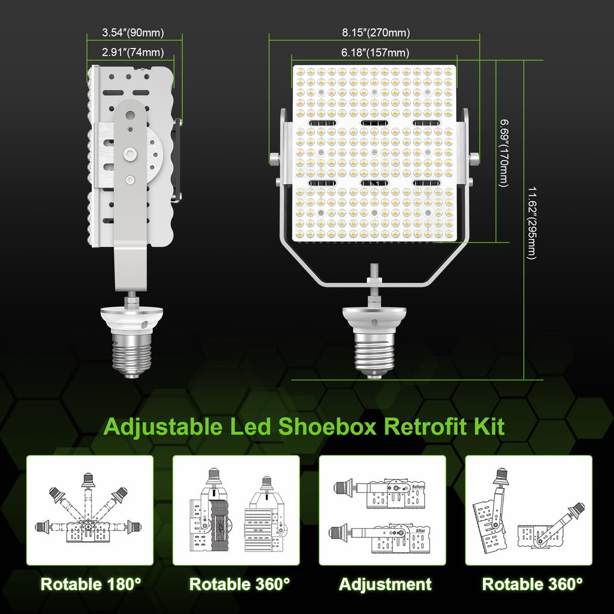 LED Shoebox Retrofit Kit - RK Series,150W,21750lumens,5000K,200-480V