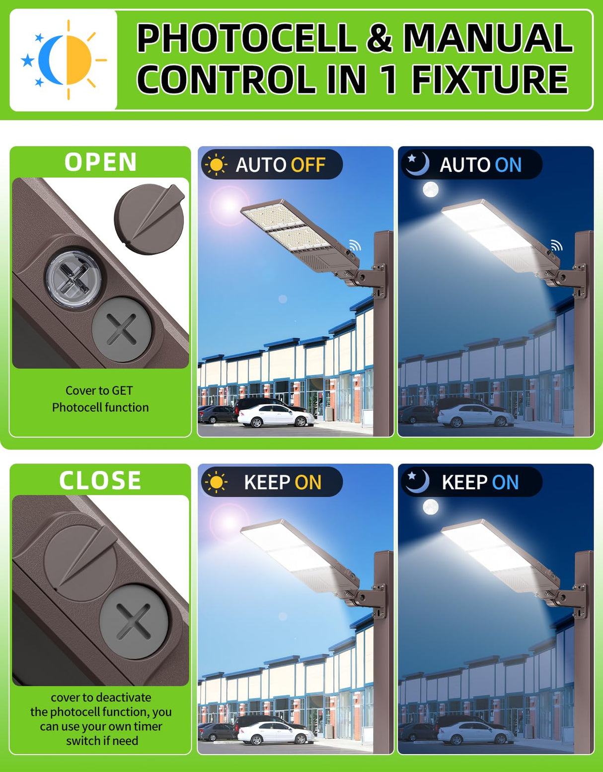 NGTLIGHT LED Parking Lot Light - PL Series ,240W,36000lumens,Selectable Wattage,5000K,277-480V,Built in Photocell,Universal Mount