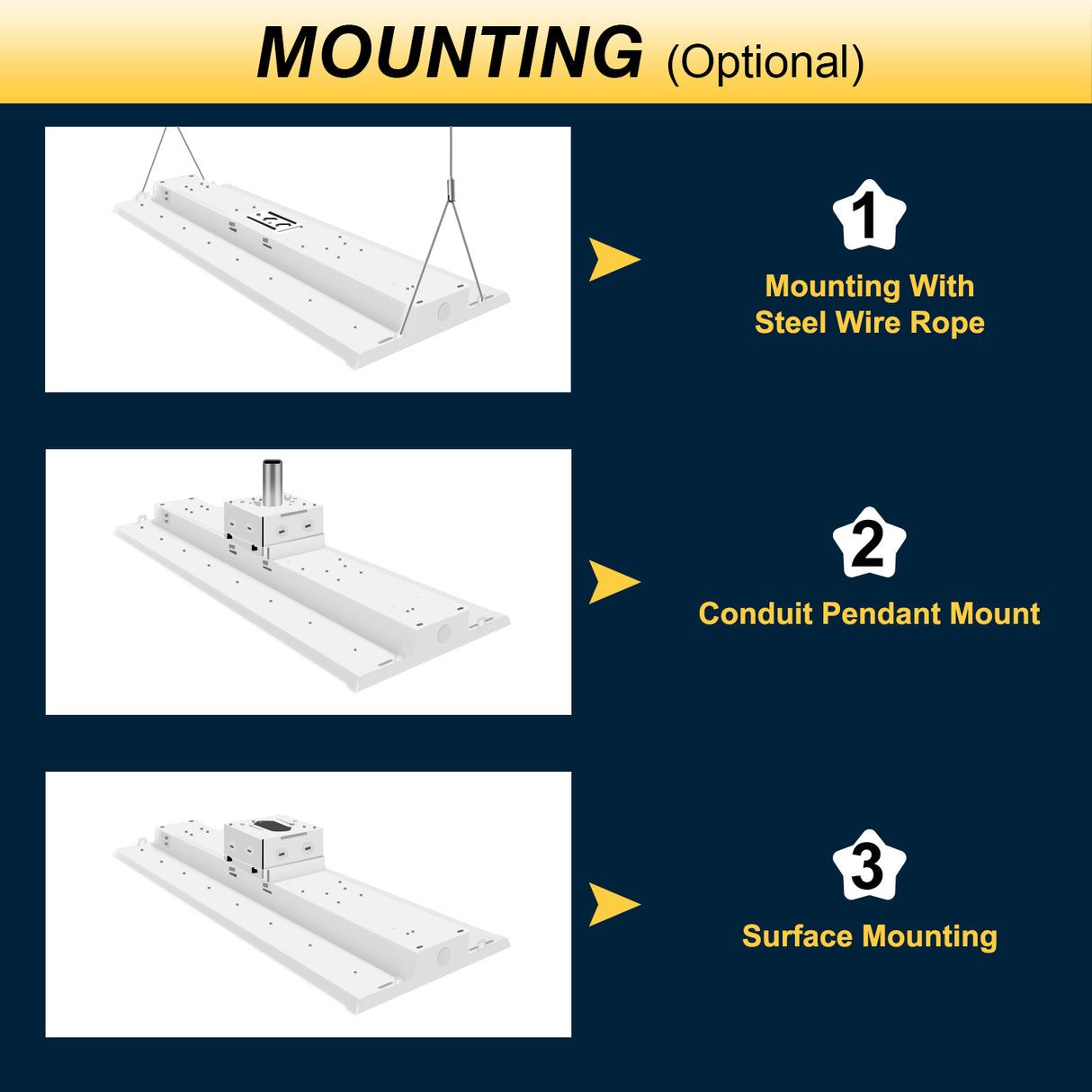 NGTLIGHT LED Linear High Bay Light - LHB06 Series,350W,Selectable Wattage & CCT,120-277V,2 Pack