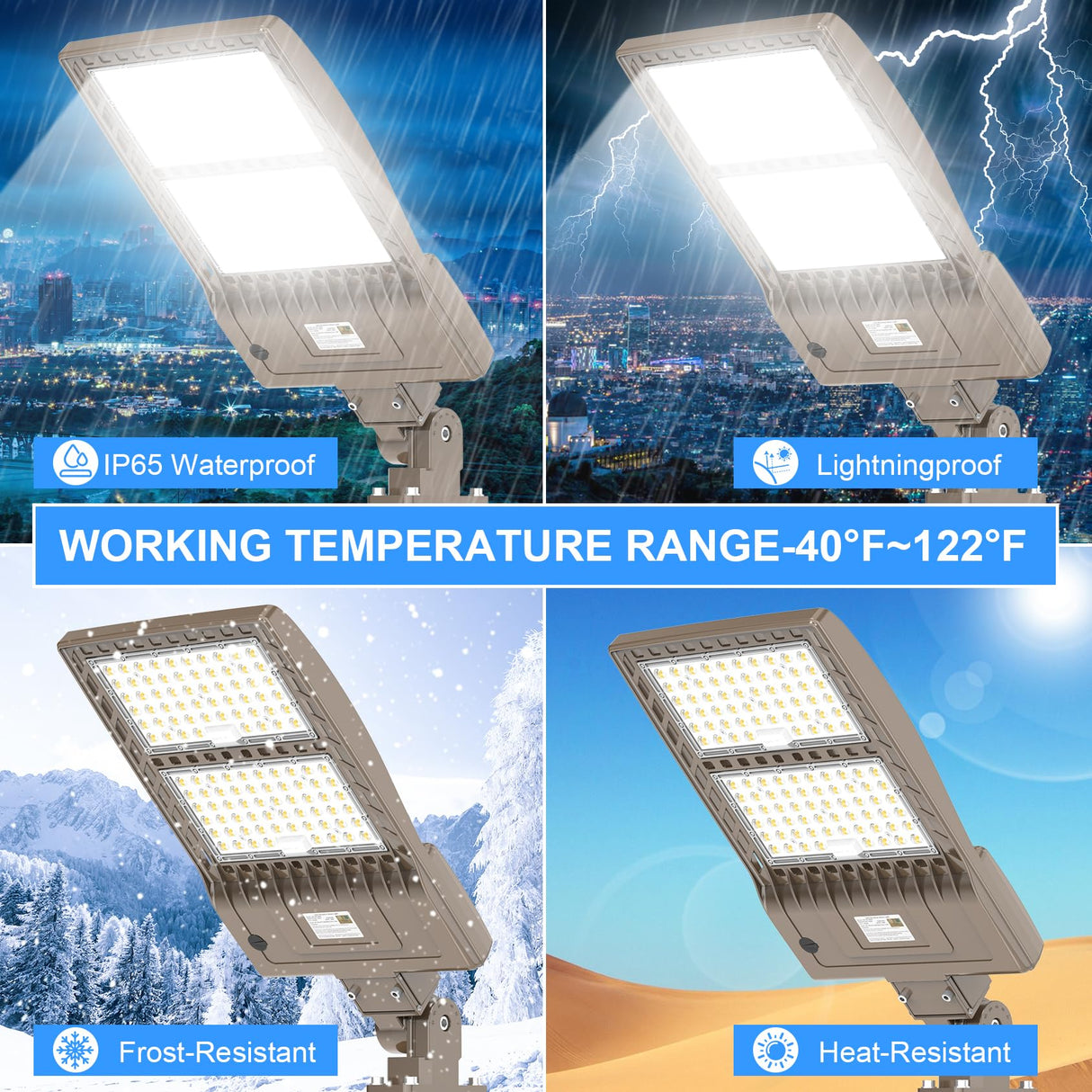 NGTLIGHT LED Parking Lot Light - SB Series 400W,56000lumens,Selectable Wattage,5000K,100-277V,Built in Photocell,No Bracket