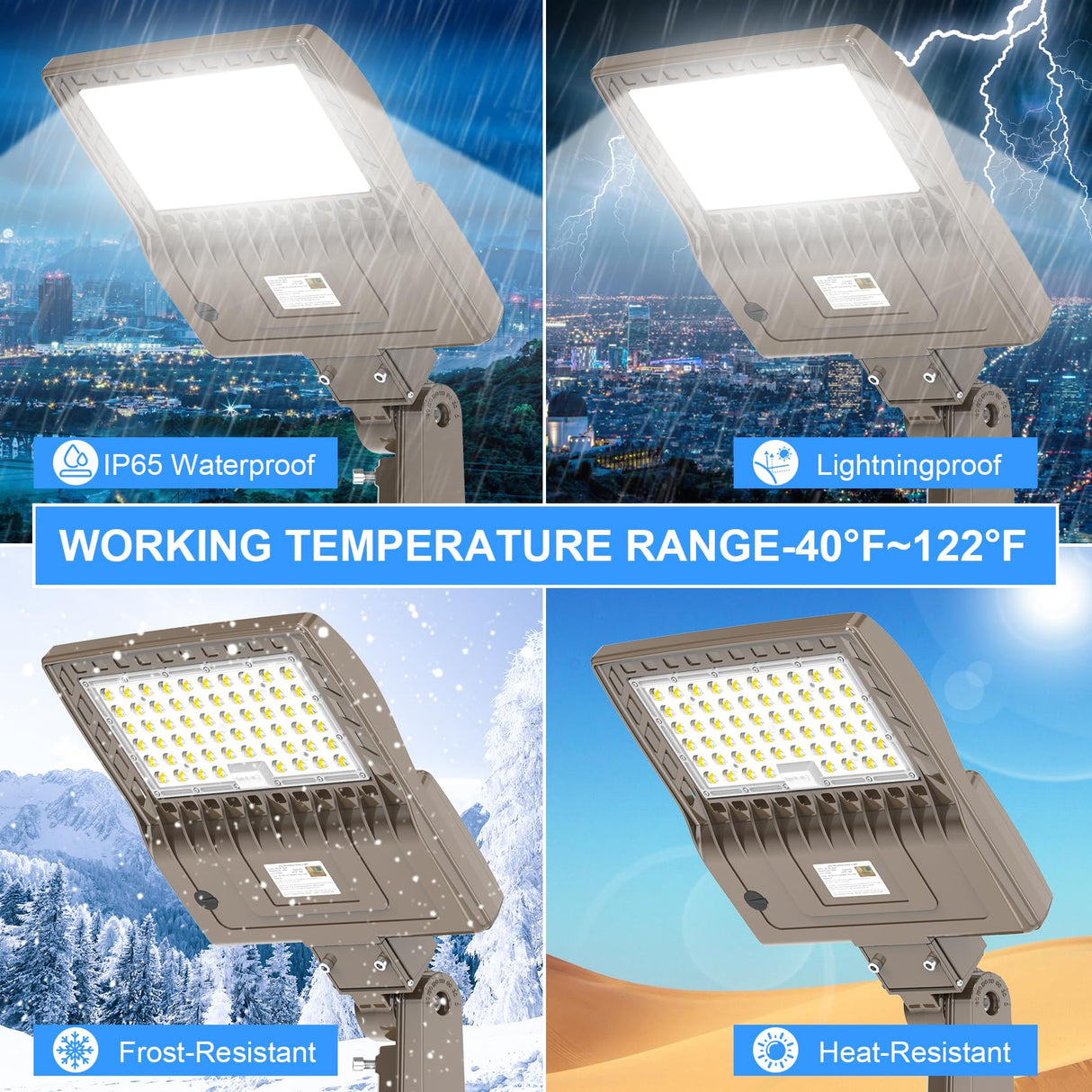 LED Parking Lot Light - SB Series,240W,33600lumens,Selectable Wattage,5000K,100-277V,Built in Photocell,No Bracket