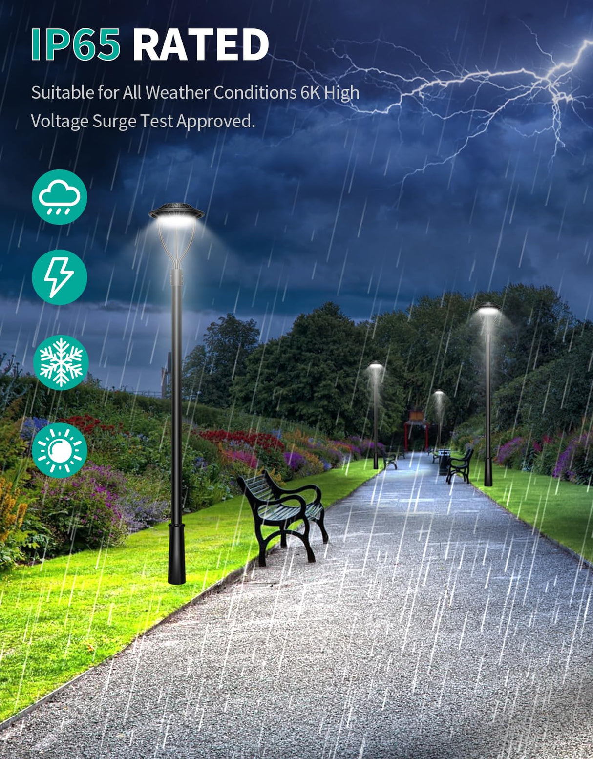 LED Post Top Light- PTA Series,150W,21000lumens,Selectable Wattage& CCT,100-277V,With Built-In Photocell