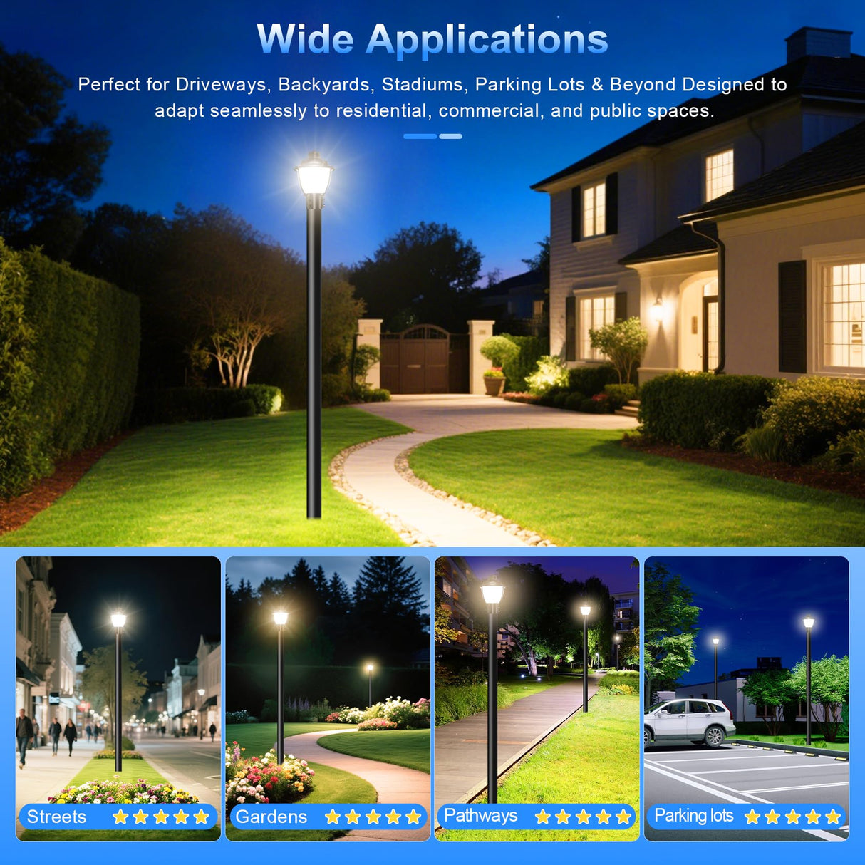 LED Post Top Light- PAL Series,100W,14000lumens,Selectable Wattage & CCT,100V-277V