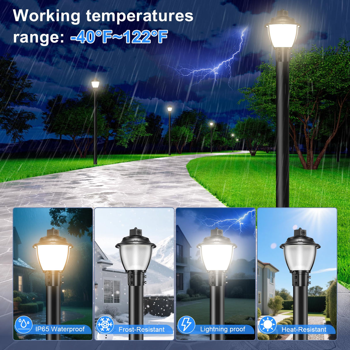 LED Post Top Light- PAL Series,60W,8400lumens,Selectable Wattage & CCT,100V-277V