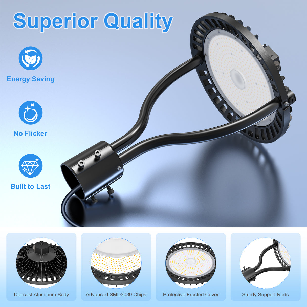 NGTLIGHT LED Post Circle Light - PCA Series, 60W-150W, Selectable Wattage & CCT, 100-277V, Dusk to Dawn