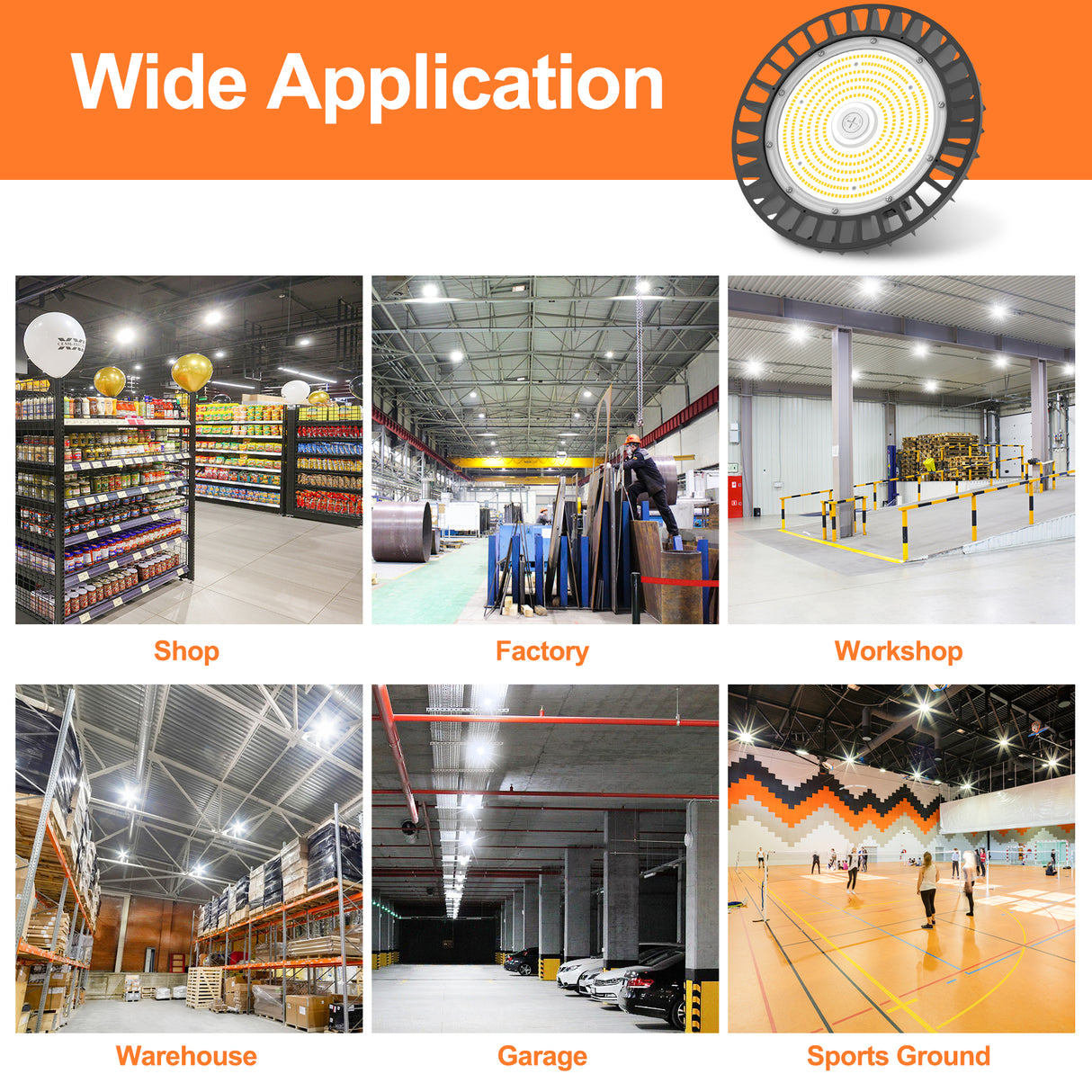 NGTLIGHT LED High Bay Light - UFO05 Series,240W,36000lumens,Selectable Wattage&CCT,100-277V,US PLUG