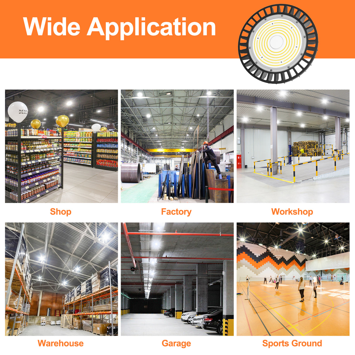 LED High Bay Light - UFO05 Series,200W,30000lumens,5000K,100-277V,US Plug