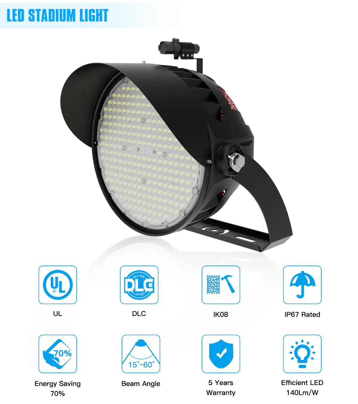 LED Stadium Light - NCL Series,600W,90000lumens,5000K,277-480V