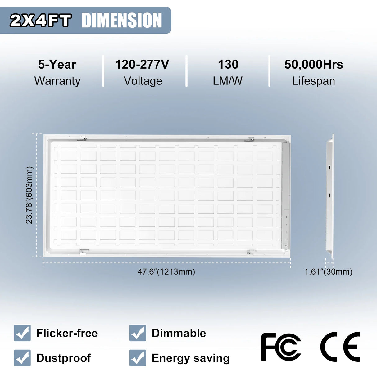 4PACK LED Flat Panel Light - FPN Series,72W,9360lumens,Selectable Wattage & CCT,100-277V, 2*4ft