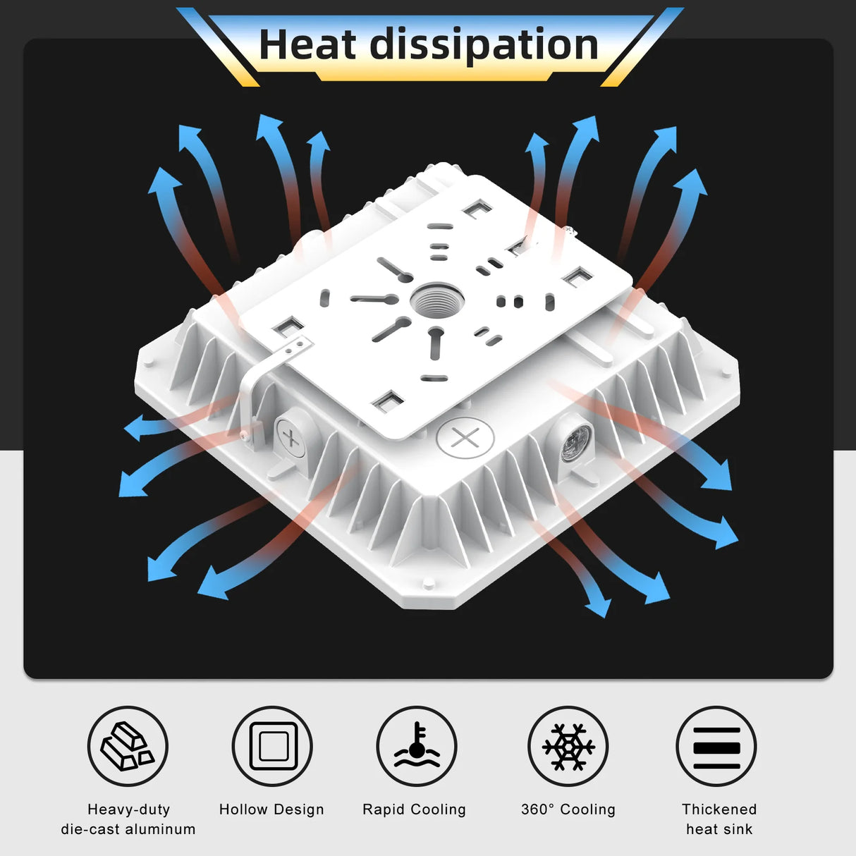 LED Canopy Light - CPG Series,100W,14000lumens,Selectable Wattage & CCT,100-277V,with Photocell