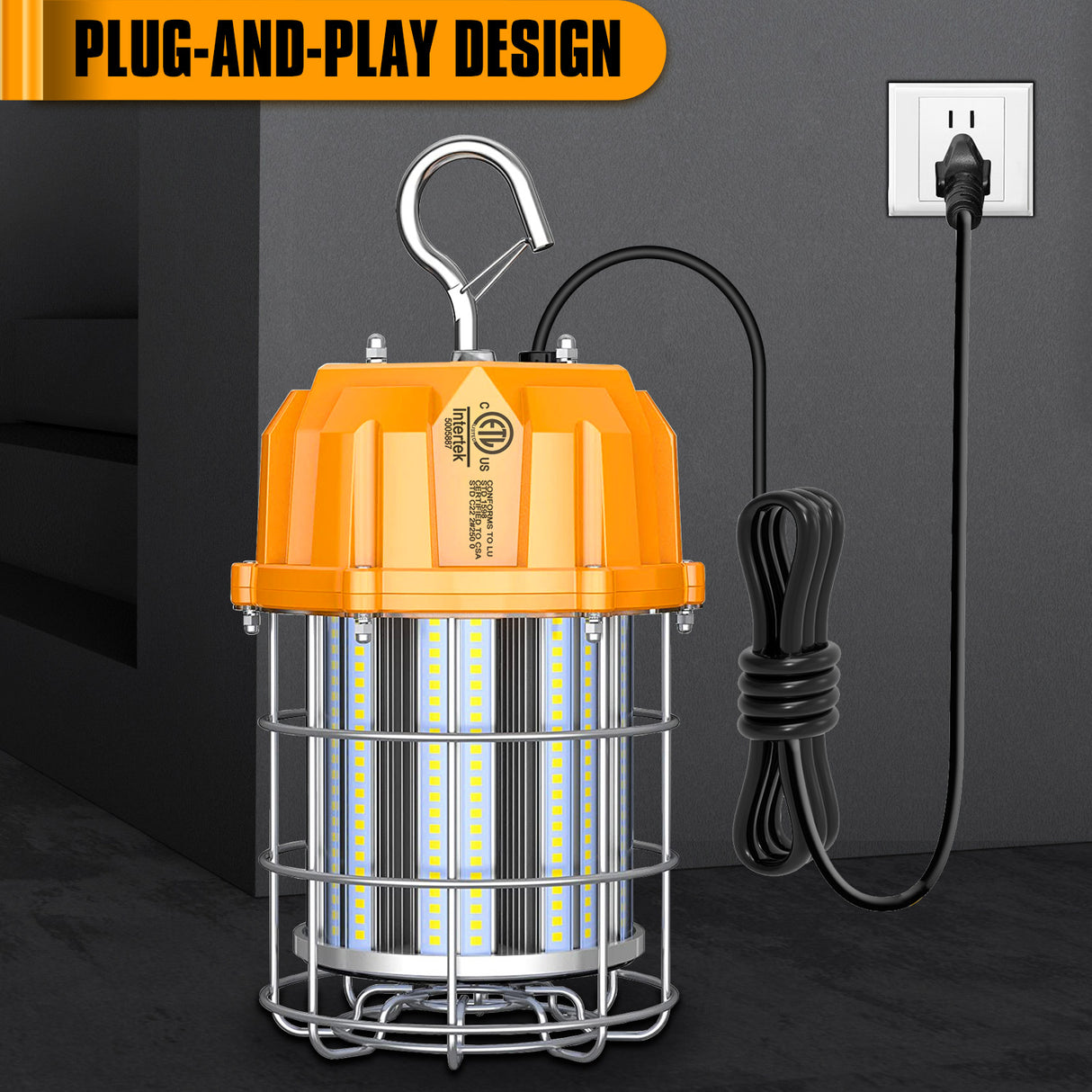 LED Round Work Light - TWL Series,60W,9000lumens,5000K,100-277V, US PLUG