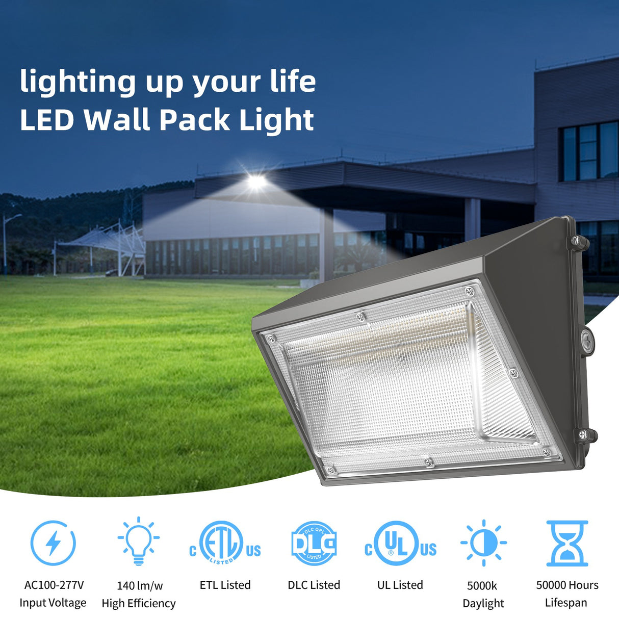 NGTLIGHT LED Wall Pack Light - WP Series, 120W, Selectable Wattage&CCT, 100-277V, Dusk to Dawn