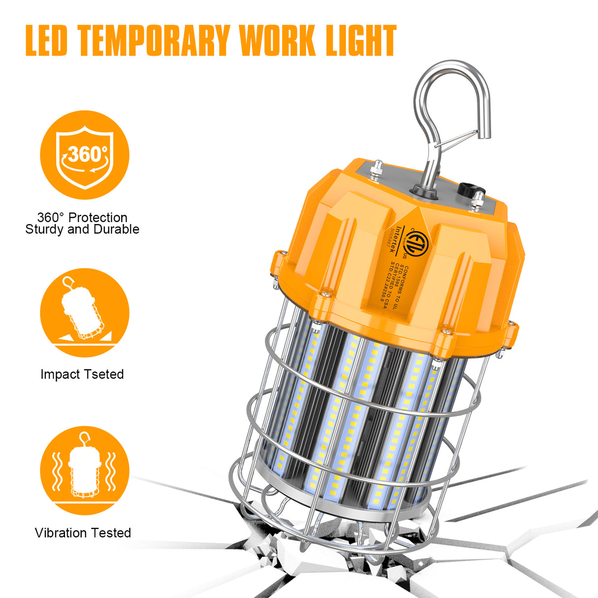 LED Round Work Light - TWL Series,60W,9000lumens,5000K,100-277V, US PLUG