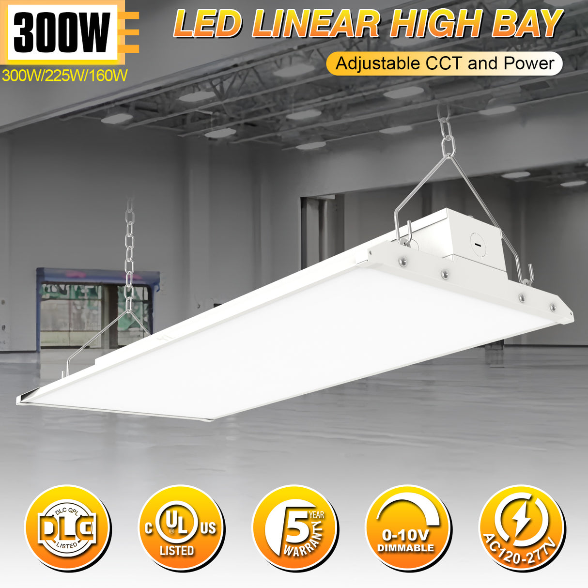 NGTLIGHT LED Linear High Bay Light - LHB07 Series,300W,Selectable Wattage & CCT,120-277V,4FT,2 Pack
