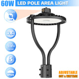 LED Post Circle Light - PCA Series,60W,9000lumens,Selectable Wattage & CCT,100-277V,WITH PHOTOCELL