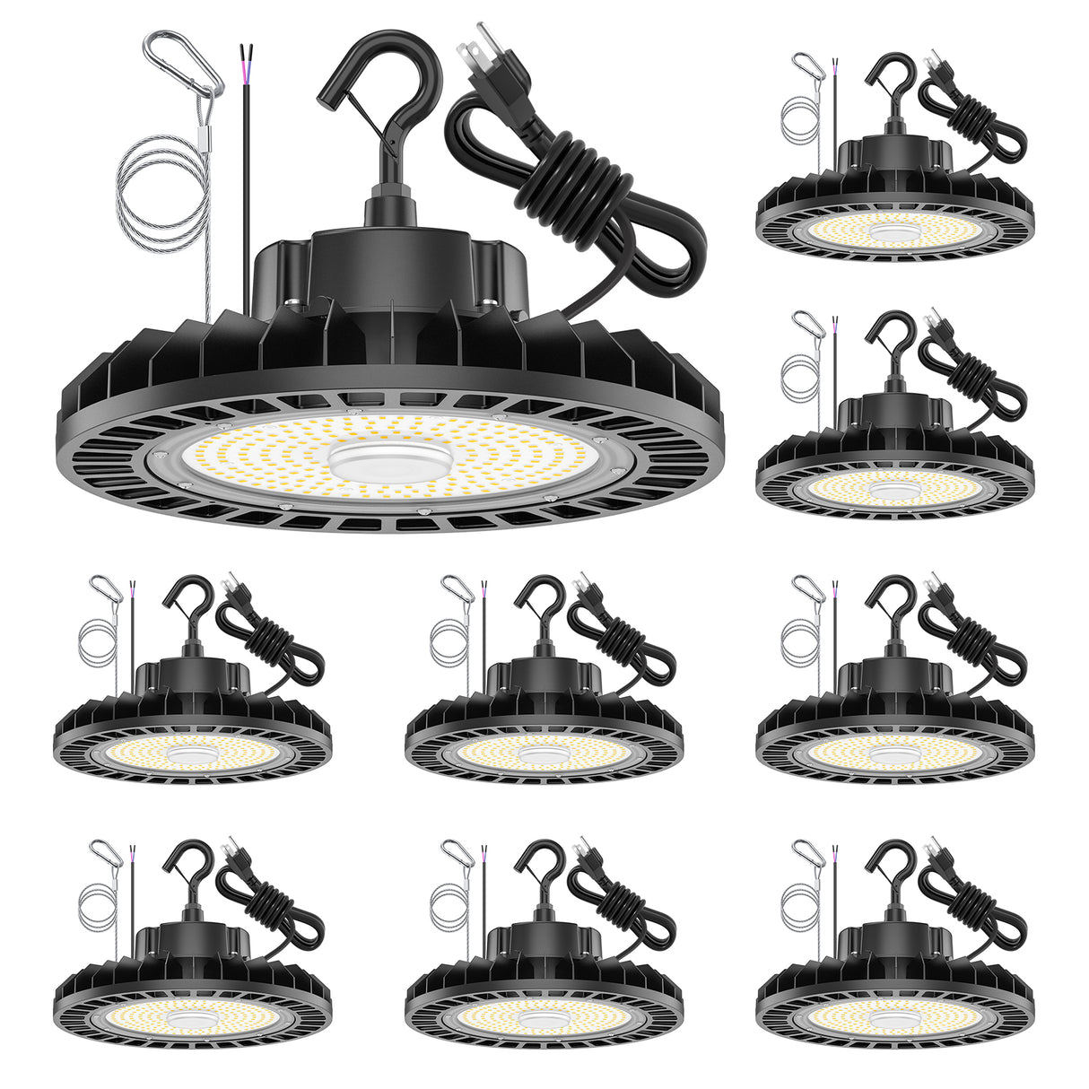 NGTLIGHT LED High Bay Light - UFO05 Series, 150W, 5000K, 100-277V, 120° Beam Angle, 0-10V DIMMABLE, US Plug