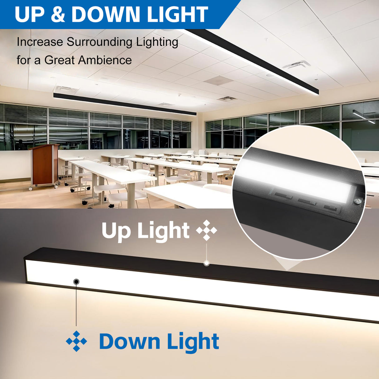 LED Architectual Light - LST Series,50W,6500lumens,Selectable Wattage & CCT,100-277V,4FT,4 Pack