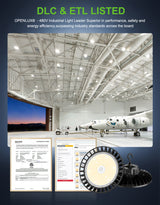 NGTLIGHT LED High Bay Light - UFO05 Series, 150W, Selectable Wattage, 5000K, 277-480V, 120° Beam Angle