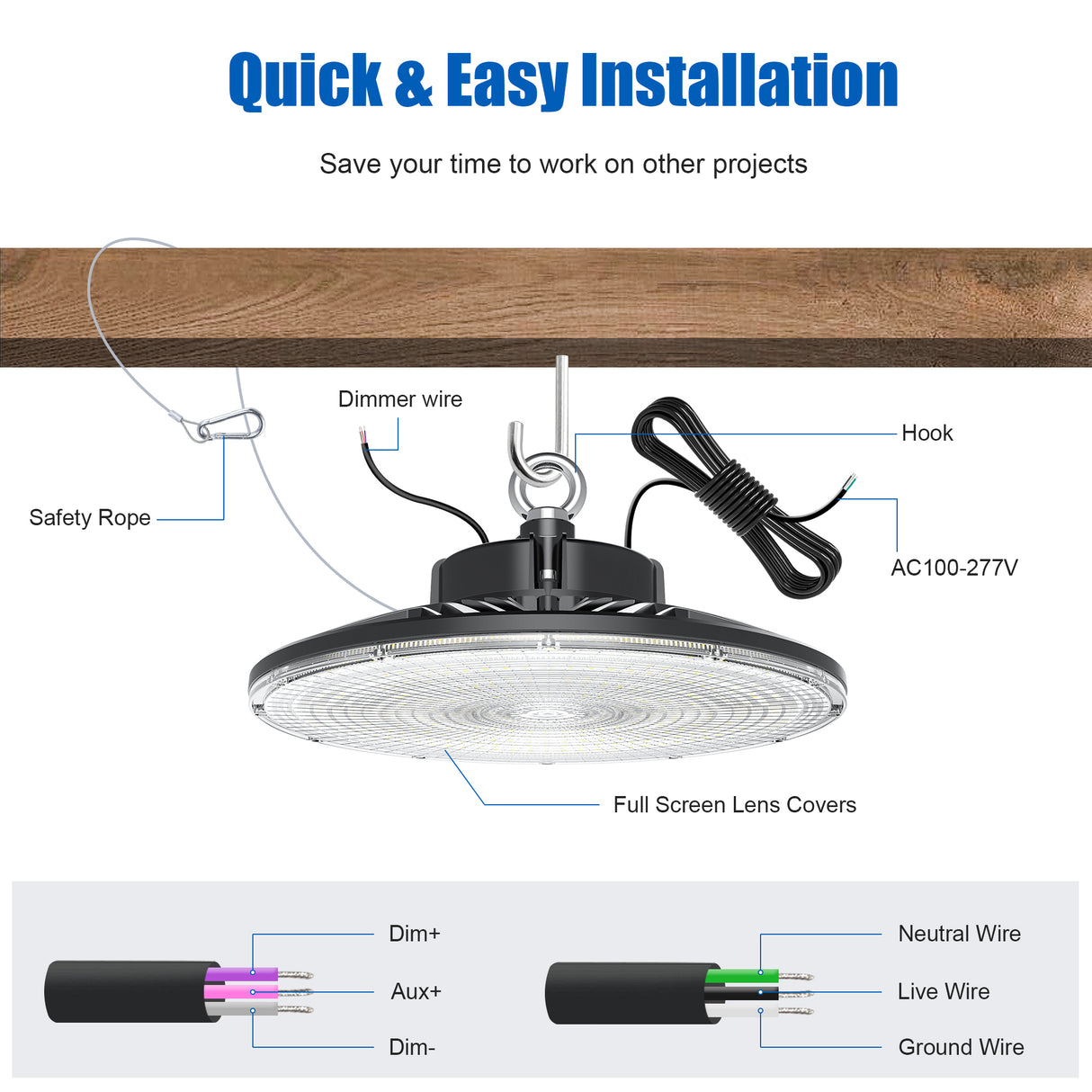 LED High Bay Light - PRO Series,200W,30000lumens,5000K,100-277V
