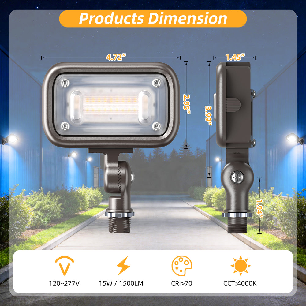 LED Knuckle Flood Light - KFL Series,15W,4000K,100-277V Application