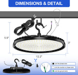 NGTLIGHT LED High Bay Light - BI Series,150W,22500lumens,Selectable Wattage&CCT,100-277V WITH US PLUG