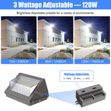 NGTLIGHT LED Wall Pack Light - WP Series, 120W, Selectable Wattage&CCT, 100-277V, Dusk to Dawn