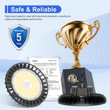 LED High Bay Light - UFO05 Series,150W,22500lumens,Selectable Wattage&CCT,100-277V,With MICROWAVE EXPANSION PORT 120°,US PLUG