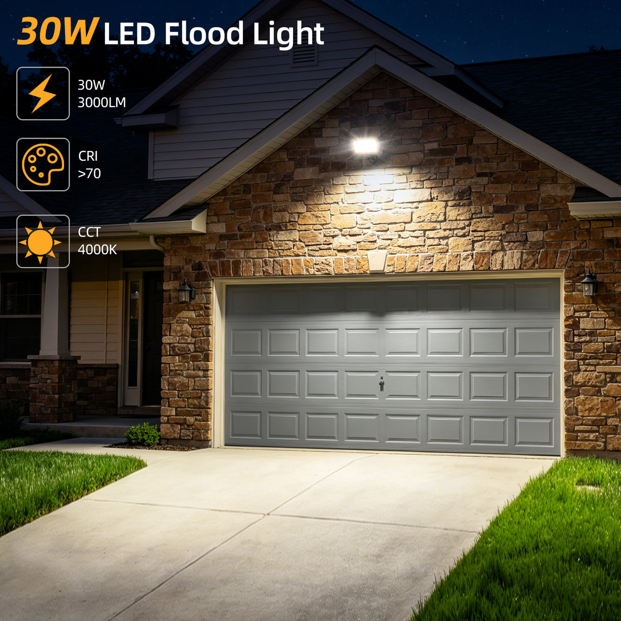 LED Knuckle Flood Light - KFL Series,30W,4000K,100-277V