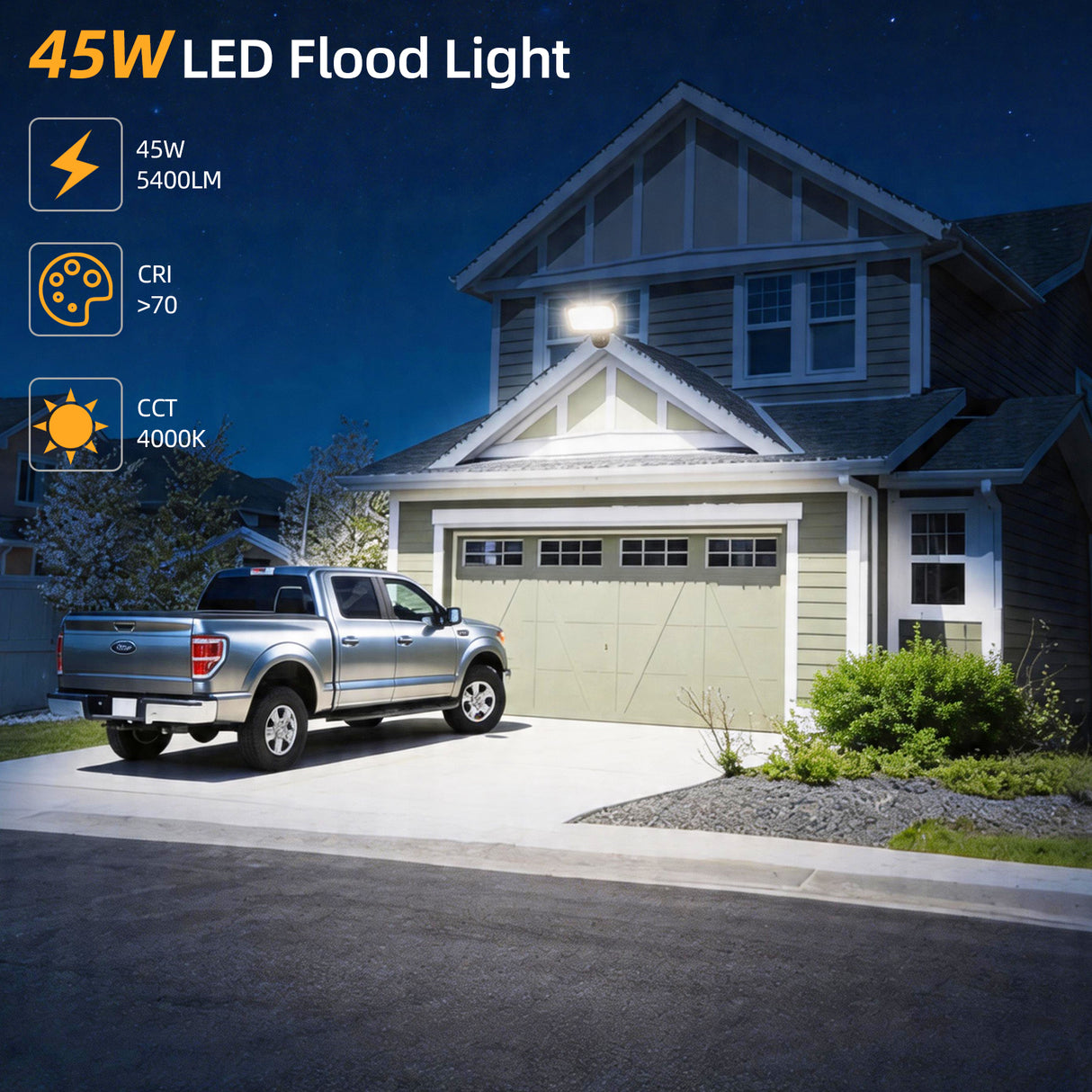 LED Knuckle Flood Light - KFL Series,45W,4000K,100-277V