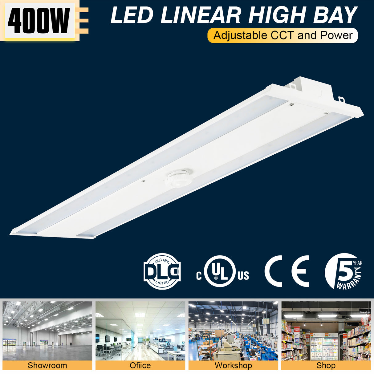 NGTLIGHT LED Linear High Bay Light - LHB06 Series,400W,Selectable Wattage & CCT,120-277V,2 Pack